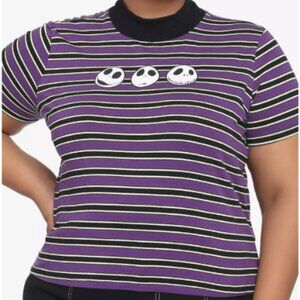The Nightmare Before Christmas Stripe Mock Neck Skimmer Girls T-Shirt Plus Size